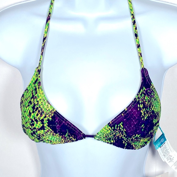 Rip Curl Purple Green Snake Skin Size Small Triangle Bikini Top - Picture 5 of 8
